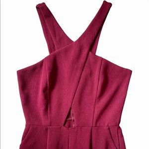 Burgundy halter style Jumpsuit.